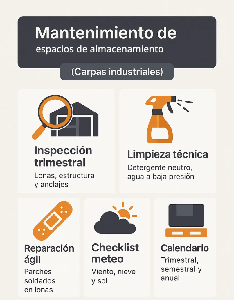 mantenimiento de espacios de almacenamiento infografía