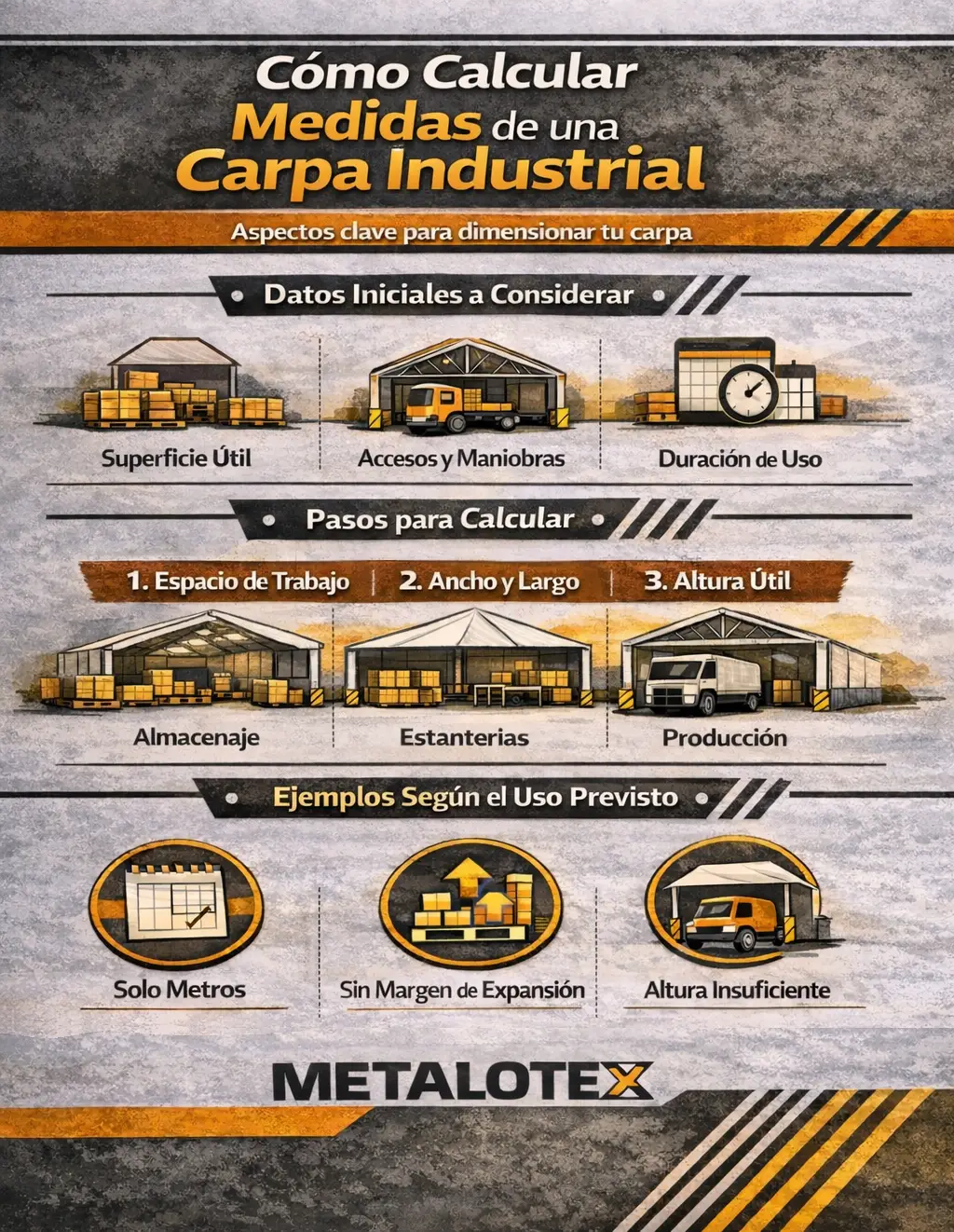 como calcular medidas de una carpa industrial