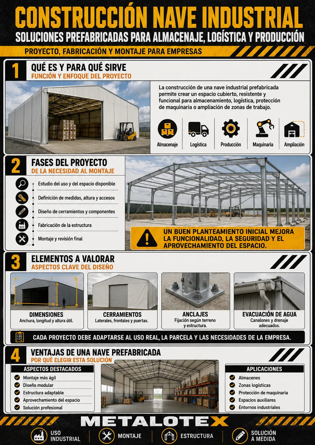 Construcción nave industrial infografía